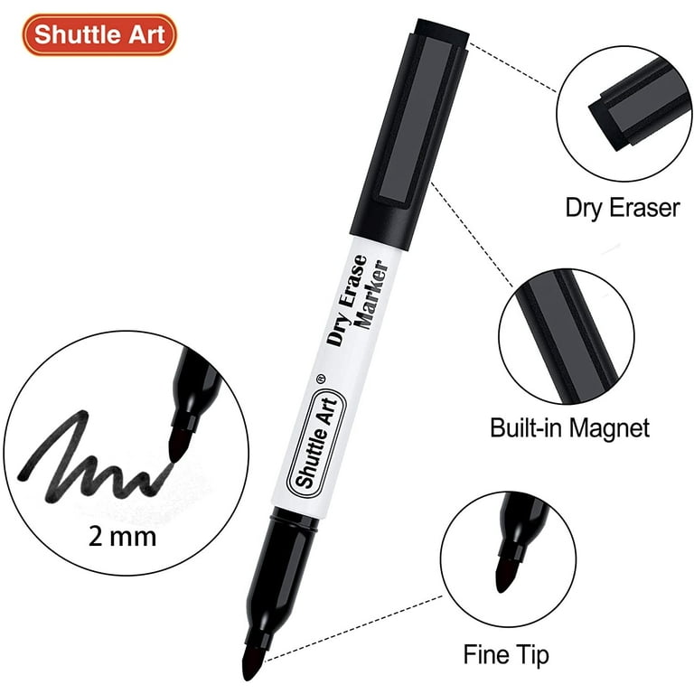 Shuttle Art Black Dry Erase Markers, 15 Pack Magnetic photo 7