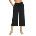 thumbnail image 4 of Sarin Mathews Womens Capri Pants Comfy Wide Leg Drawstring Sweatpants Lounge Pajama Capris Summer Pants with Pockets, 4 of 5