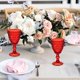 thumbnail image 3 of Juego de 12 copas de vino clásico de color rojo, copas de agua de vidrio de 10 onzas, patrón floral único en relieve, cristalería de tallo alto transparente, copas de bebida para boda, fiesta, bar, 3 of 4
