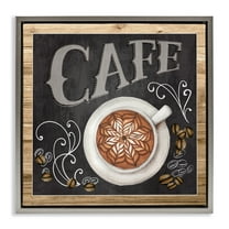 Stupell Industries Chalkboard Style Cafe Sign Food & Beverage Painting Gray Floater Framed Canvas Art Print Wall Art, 25 x 25