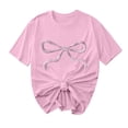 thumbnail image 1 of Primavera Top Mujeres Moda Casual Nueva Cinta de Arco Impresa Cuello Redondo Camiseta de Manga Corta, Camiseta de Cuello Tripulado, 1 of 8