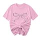 thumbnail image 1 of Primavera Top Mujeres Moda Casual Nueva Cinta de Arco Impresa Cuello Redondo Camiseta de Manga Corta, Camiseta de Cuello Tripulado, 1 of 8