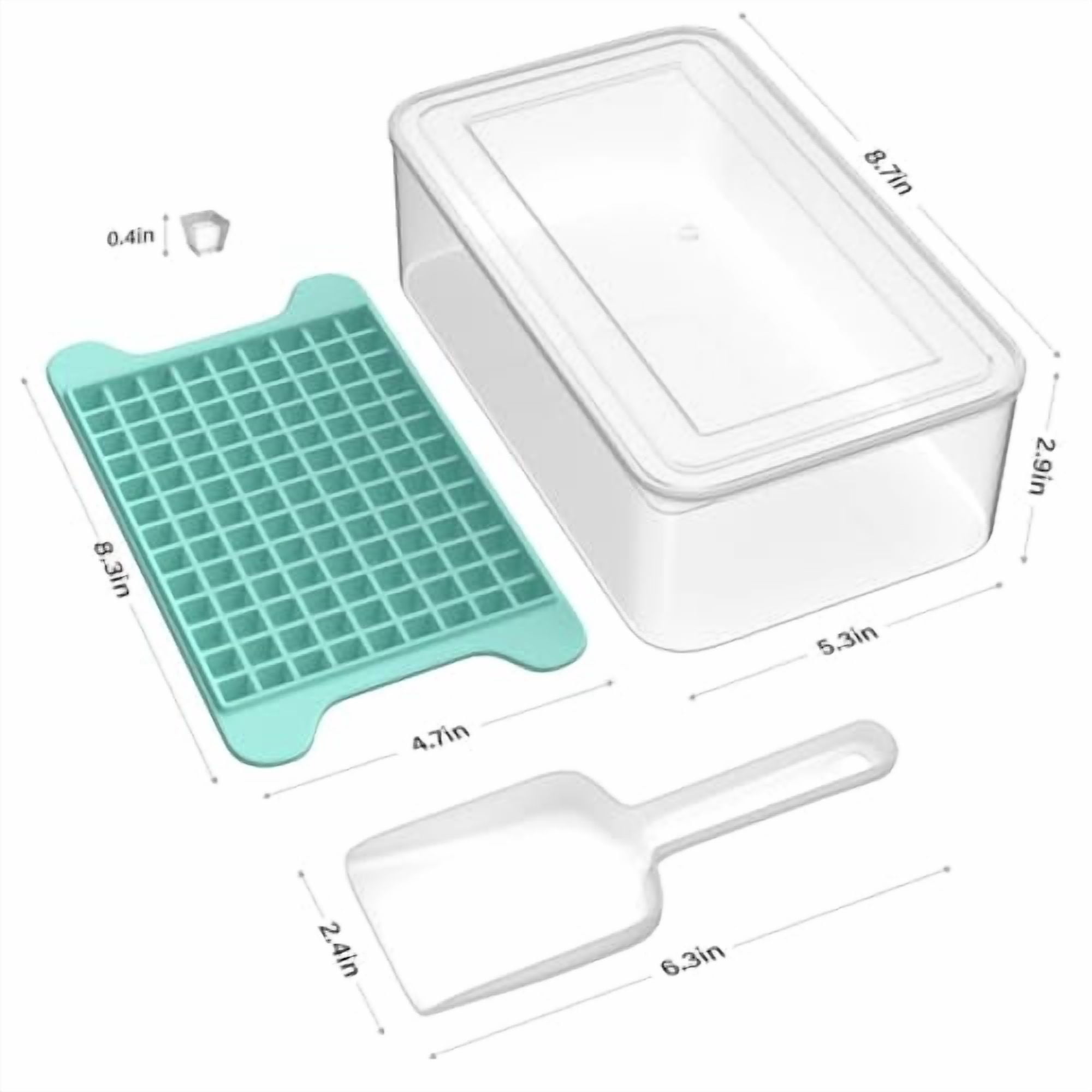 Mini Cube Ice Tray for Freezer with Storage Bin - Homemaker Small Silicone Ice Molds Set, 117 Pcs Easy Release Crushed Ice Maker Tray for Cold Drinks, Portable Mini Ice Container