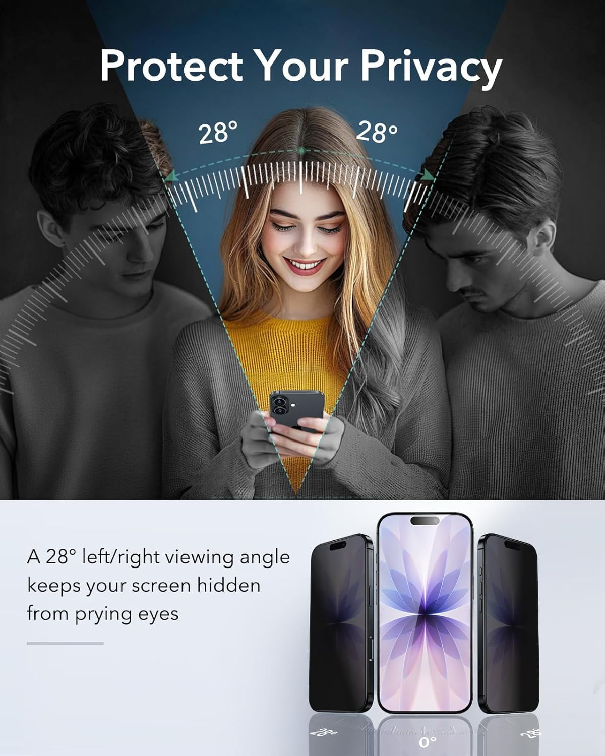 MHAWBL-3 Pack for iPhone 17 Pro Max Privacy Screen Protector, Military Grade Shatterproof, 9H Hardness, Anti-spy Tempered Glass with UltraFit Tray