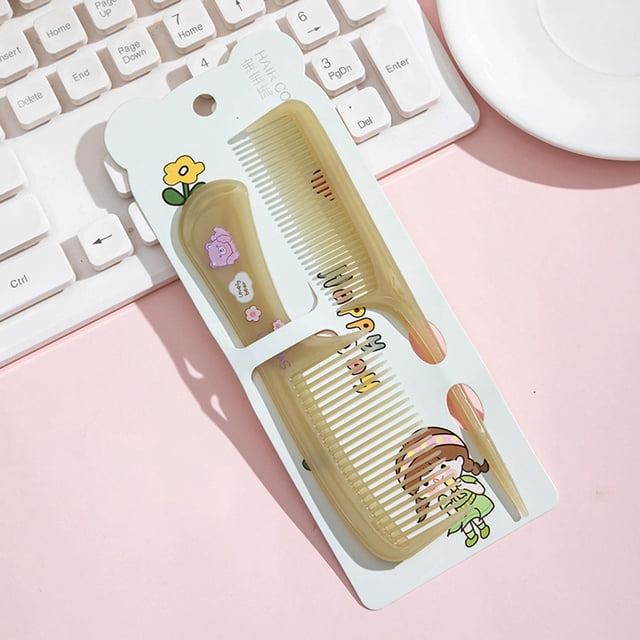 Peine para el cabello pequeño y lindo, juego de mini peine para el cabello de 2 piezas, peines para niños pequeños para niñas, niños, peine de dientes finos, peine de cola de rata, peines para desenre