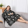 thumbnail image 5 of Oversized Wearable Blanket Hoodie,Black Occult Symbol Pattern Sherpa Blanket Hoodie with Super Pockets,Super Warm Fuzzy Pullover for Women & Men, 5 of 6