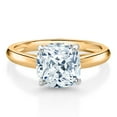thumbnail image 2 of Gem Stone King 10K Yellow and White Gold White Zirconia Soitaire Engagement Ring for Women (3.01 Cttw, Cushion 8MM, Gemstone Birthstone, Available in Size 5, 6, 7, 8, 9), 2 of 4