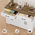 thumbnail image 7 of Hiphuta 47"Farmhouse Sideboard Storage Cabinets with 4 Doors & 2 Drawers, Coffee Bar with Brown Top for Living Room, White, 7 of 7