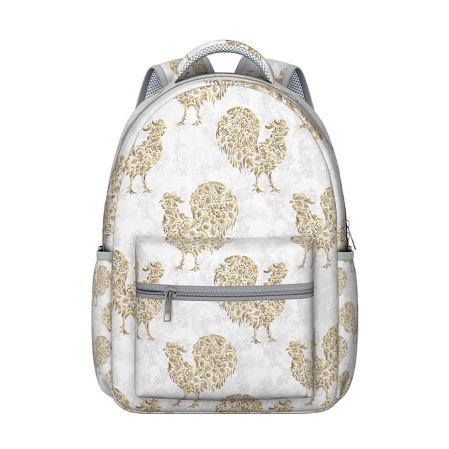 Cute Chick and Hen Print Student Backpack Farm Animal Chicken Pattern School Bag Cartoon Egg Rustic Coop Bookbag for Student