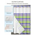 thumbnail image 2 of No Hook Cloth Fabric Shower Curtain with Snap in Liner, Slate Blue Plaid Waterproof Shower Curtains Set with See Through Top Window, Colorful Vintage Check Farmhouse Bath Curtains Shower 72"x84", 2 of 6