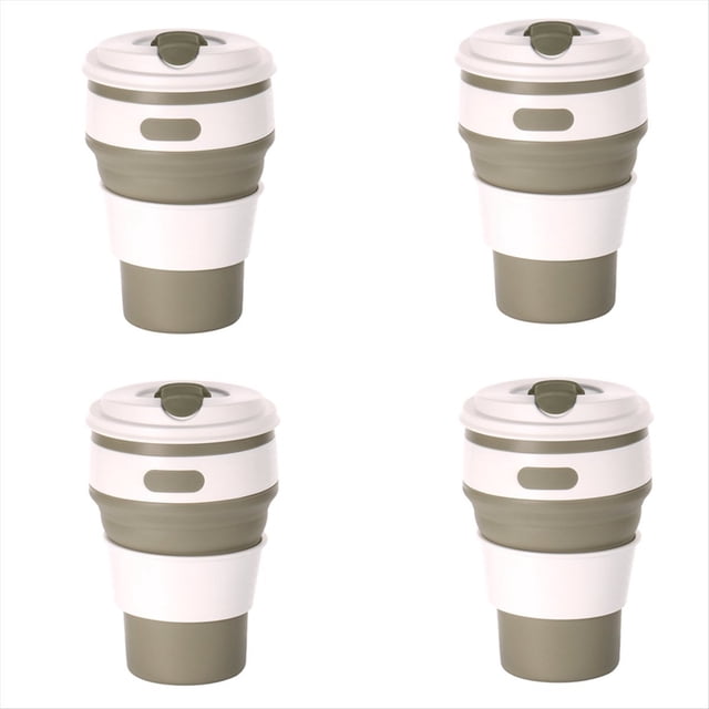 de Viaje Plegable de Silicona de Color Café, para Acampar, de Agua Plegable, para Beber para Adultos con Tapa,