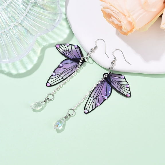 LOLIPPYY 1 Pair Butterfly Earrings: Animal Dangle Earrings For Women - Butterfly Wing Rhinestone Ear Rings - Nature Inspired Jewelry For Parties Cosplay