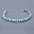 thumbnail image 2 of Larimar 4mm Rondelle Shape Smooth Cut Beads 7 inch Adjustable Silver Plated Clasp Bracelet for men, women, unisex. Link Chain Stacking Bracelet.|LINK_04444, 2 of 5