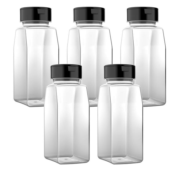 Mountain West Plastic Spice Jar with Shaker Lid 16 fl OZ-5 Pack Refillable, Use for Kitchen Organization