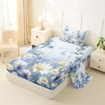 thumbnail image 2 of Erosebridal Blue White Floral Twin Sheet Sets for Girls, Dreamy Garden Bedding, 3 Pieces, 1 Flat Sheet 1 Fitted Sheet and 1 Pillowcase, 2 of 5