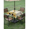 thumbnail image 3 of Outdoor Tablecloth with Umbrella Hole and Zipper, Gnomes Sunflower Square Table Cloth 60x60 Inch Waterproof Tablecloth, Bees Branches Floral Elegant Pastoral Picnic Table Cover for Patio Camping, 3 of 7