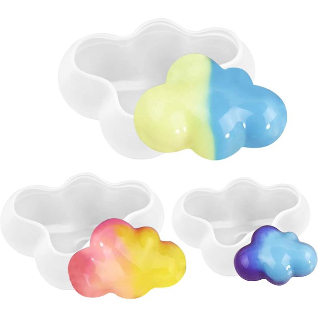 Molde de silicona, 3 uds. 3d de Nube de Silicona Molde Velas de Jabón, Suministros de Fabricación de Moldes de Resina Epoxi, Herramientas de Bricolaje Compatible con Regalo Hecho a Mano Fondant Chocol Afortunado Sencillez