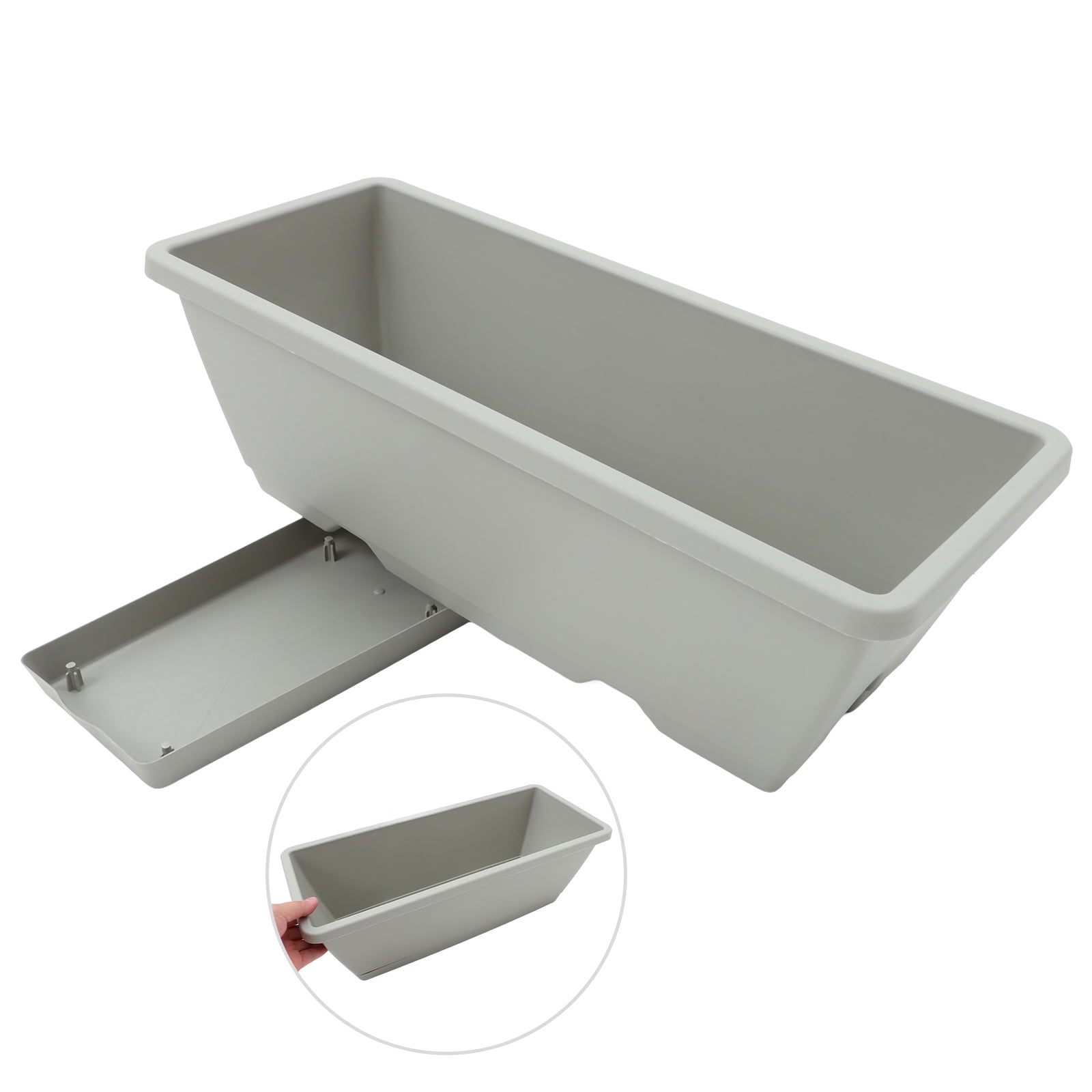 HERFIER 4 Sets of Window Box Planter Vegetable Flower Planter Box Rectangular Flower Pot with Saucer 16.51x6.68x5.97in