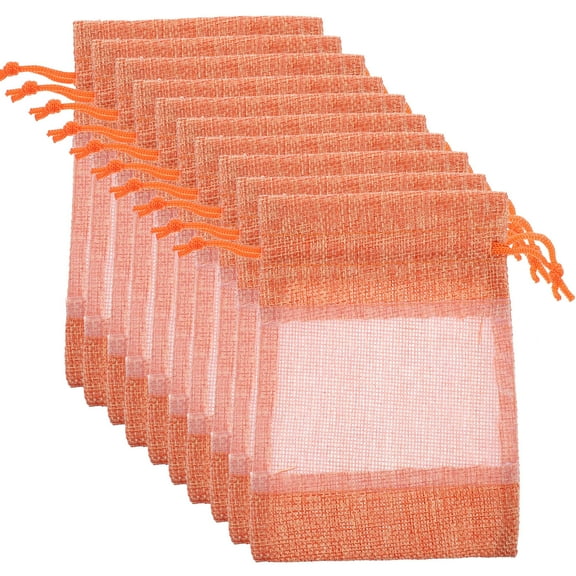 Raindrops 10Pcs Portable Orange Mesh Bags For Party Favors And Small Items