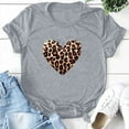 thumbnail image 4 of miqiqism Women Heart Shirts Loose Short Sleeve Tunic Tops Leopard Heart Tshirts Casual Round Neck Blouses Sexy Shirt Womens Summer Top Valentine's Day,#01_Gray,S, 4 of 5