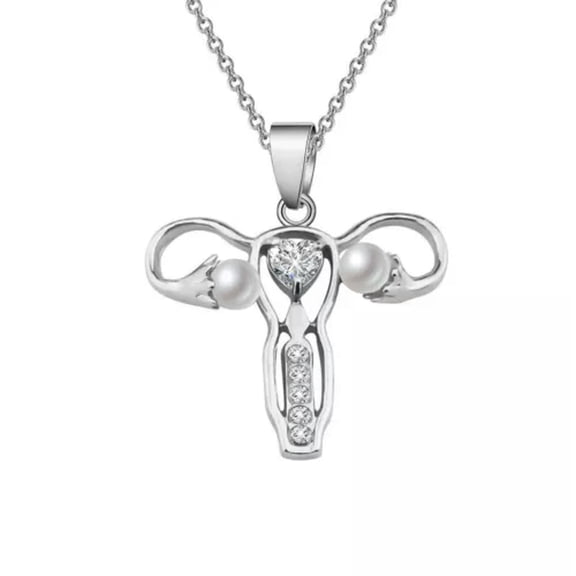 HOOUN 925 Sterling Silver Plated Jewellery Uterus Womb Mother Mum Heart Pendant Gift-Silver