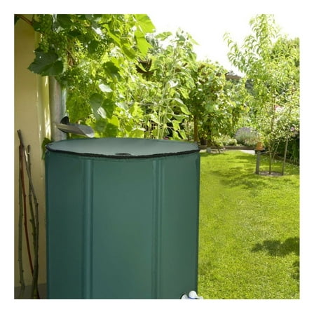 100 Gallon Rain Barrel, Portable Water Collector Tank with Spigot & Filter - Foldable Rainwater Harvesting System for Garden & Lawn, Green