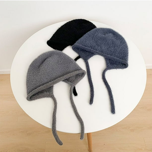 Ear Protection Lace-up Brimless Bandage Winter Hat Women Solid