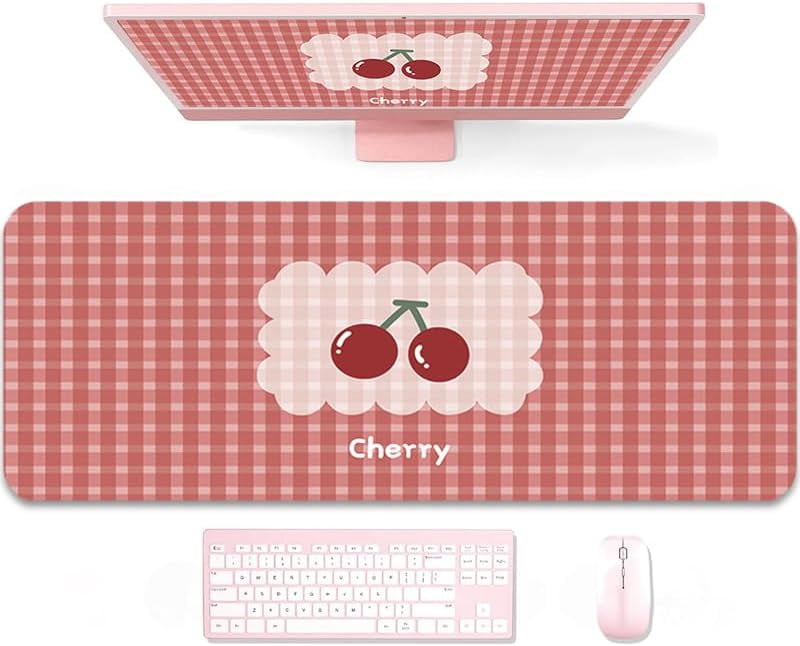Gaming Mouse Pad 31.5x11.8 inch XL Large Extended Mouse Pad, Big Mousepad Desk Mat for Computer with Non-Slip Rubber Base and Stitched Edge-Checkered Cherry