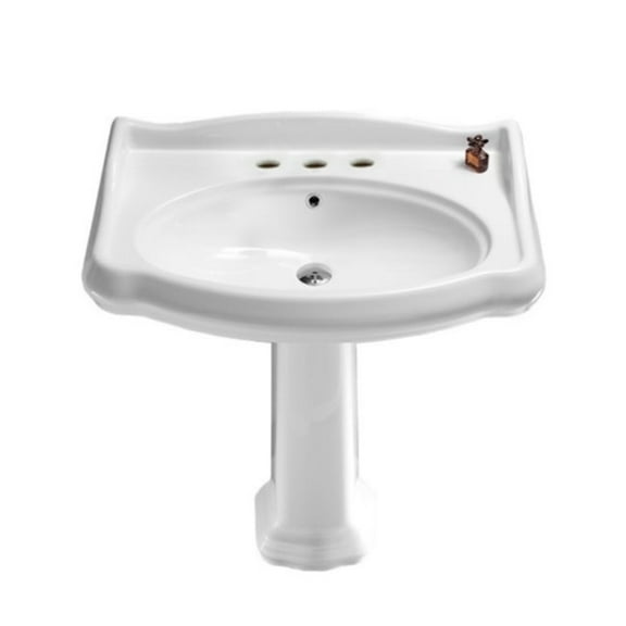 Nameeks 030300-Ped-Three Hole Cerastyle 31-1/2" Ceramic Pedestal Bathroom Sink - White