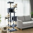 thumbnail image 2 of Gymax 80'' Tall Cat Tree w/2 Condos Sisal Scratching Posts Plush Perch Hammock Basket Dark Gray, 2 of 10
