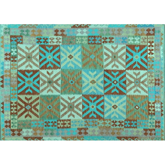 Ahgly Company Indoor Rectangle Southwestern Light Blue Country Area Rugs, 3' x 5'
