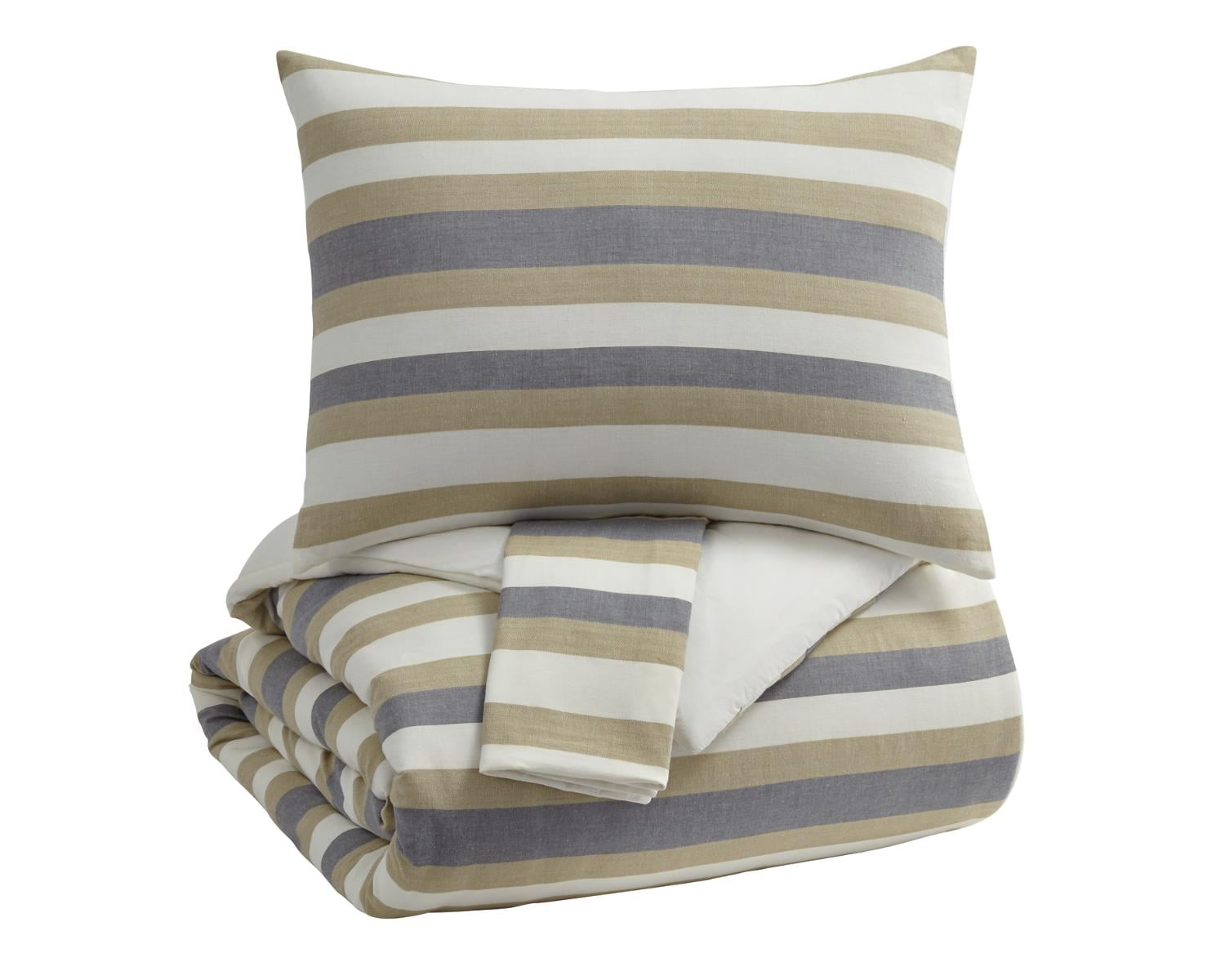 Signature Design By Ashley Isaiah Gray Tan Queen Comforter Set Walmart Com Walmart Com