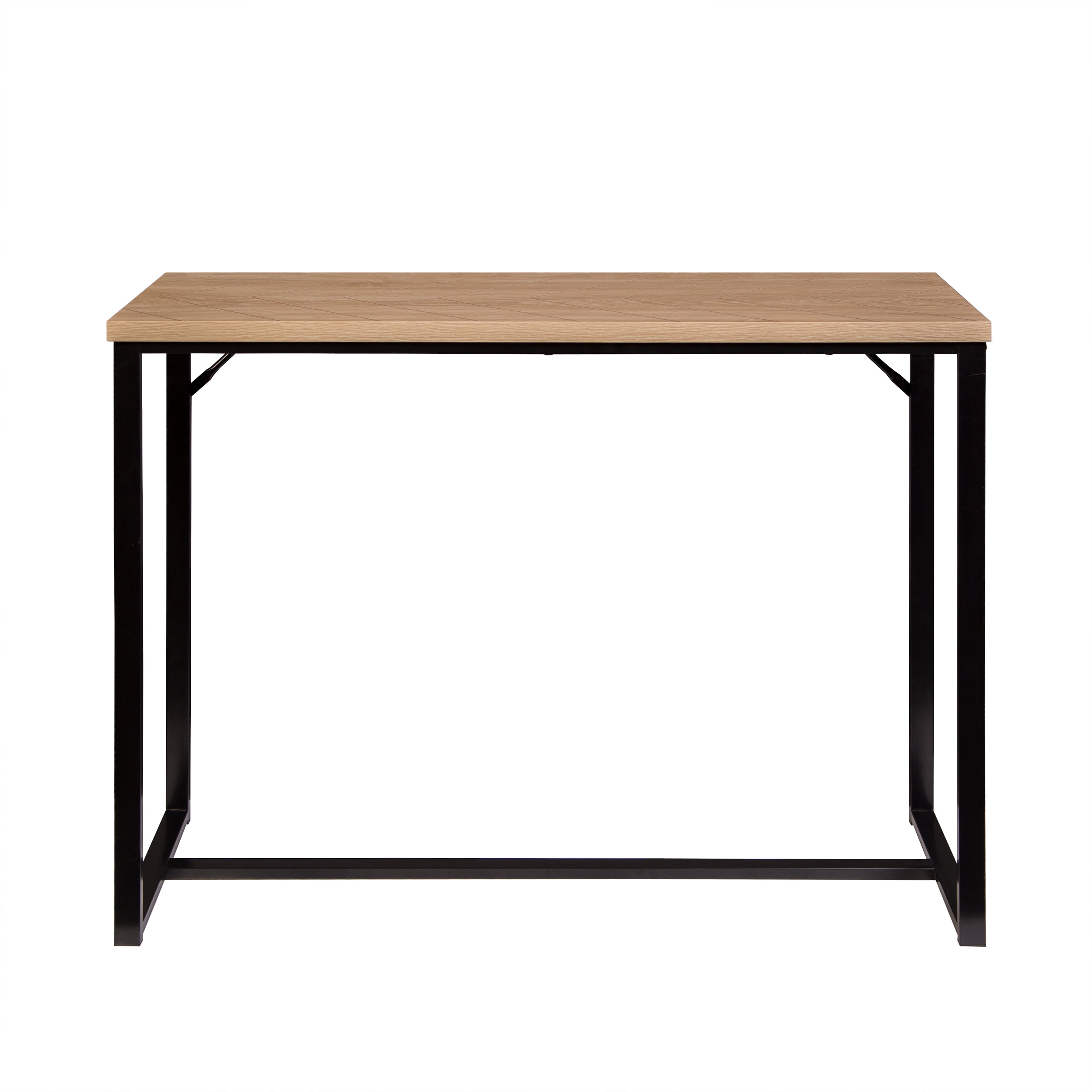 Bali Coastal Modern Console Table Natural Wood Top with Black Metal Legs
