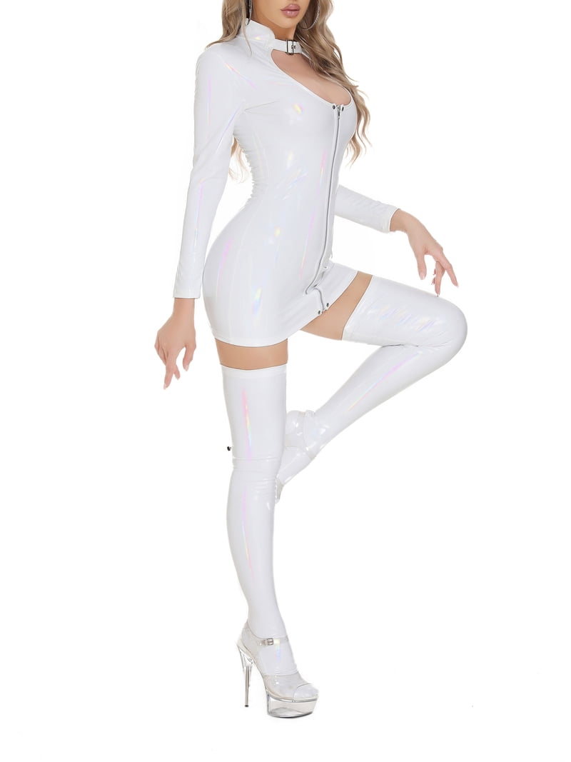 white fitted mini dress Marienne White Sequin Mini Dress - 14