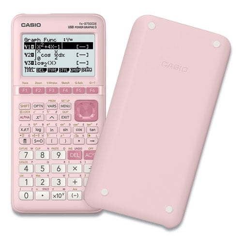 Fx-9750giii 3rd Edition Graphing Calculator, 21-Digit Lcd, Pink | Bundle of 2