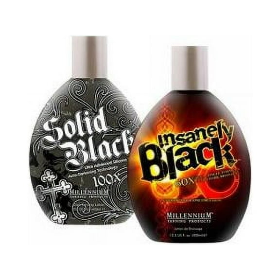 Millenium Tanning Indoor Tanning Bed Lotion, Insanely Black and Solid Black, 13.5 Ounce