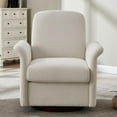 thumbnail image 2 of Hassch Contemporary Swivel Barrel Accent Chair, Cream Linen Fabric Upholstered Armchair with Solid Wood Base for Living Room, Waiting Room, 2 of 10