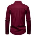 thumbnail image 6 of Mens Dress Shirt Solid with Fake Tie Long Sleeve Slim Fit Formal Stand Collar Shirt for Work Wine XL, 6 of 9