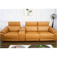 thumbnail image 2 of Electric Reclining Sofa, 3-Piece Sectional with Power Headrest, USB Ports & Storage, Breathable Polyester Fabric, Brown Living Room Furniture, 2 of 5