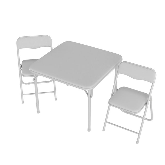 Folding Table and Chair Set of 3, Featuring a Portable Table and Chairs with Soft Pu Cushions. No Assembly is Required, Perfect for Eating, Reading, and Playing