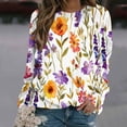 thumbnail image 2 of KIHOUT Chandails pour Femmes en Liquidation, Blouses à Manches Longues Col Rond Imprimé Floral Ample Automne Hiver, Tailles P-2TG, 2 of 5