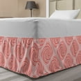 thumbnail image 1 of Abstract Bed Skirt, Modern Illustration of Retro Rectangular Swirl Optical Illusion Pink Warm Tones, Elastic Bedskirt Dust Ruffle Wrap Around for Bedding Decor, 4 Sizes, Blush Coral, by Ambesonne, 1 of 2