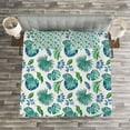thumbnail image 4 of Ambesonne Green Leaf Quilted Bedspread Set 3 Pcs, Monstera Coconut Palm, King Size, Turquoise and Navy Blue, 4 of 4