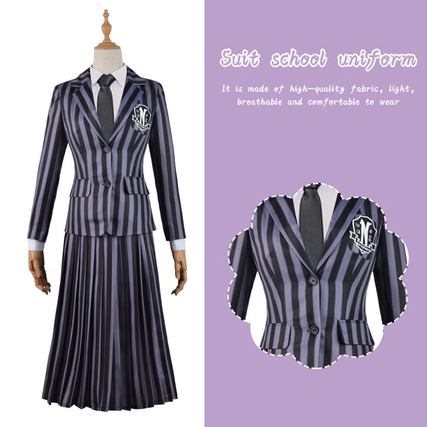 Wednesday Addams Academy Ropa escolar Poliéster ligero para fiesta de cosplay