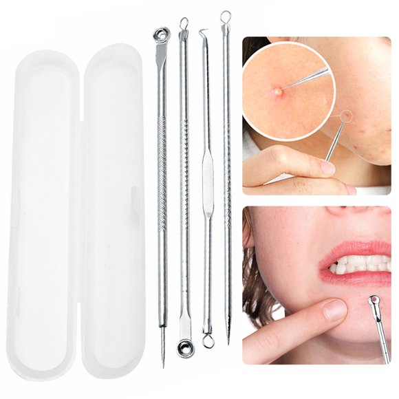 4PCS Acne Removal Tool Kit Portable Blackhead Remover Tools Comedones Extractors