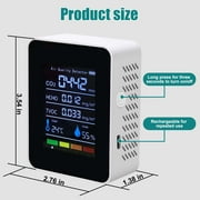 Fmxomd Air Quality Monitor Indoor, 5 in 1 Portable Real-Time Smart Air Quality Tester with CO2 Monitor, Temperature, Humidity Detector for Home, Office, Car, Hotel (White)