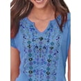 thumbnail image 3 of Gvmfive Women Fashion Floral Print Round Neck Lace Short Sleeve Tunic Tops, 3 of 5