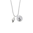 thumbnail image 2 of Delight Jewelry Silvertone Medium Skull Silvertone Script Initial Disc - S - Charm Necklace, 20"+3", 2 of 4