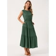 thumbnail image 2 of DARING DIVA Sleeveless Crewneck Tiered Casual Midi Dress M Army Greens, 2 of 5