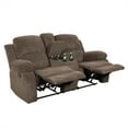 thumbnail image 2 of Aukfa Double Manual Recliner Chair, Overstuffed Loveseat with Cupholder for Living Room, Brown, 2 of 9